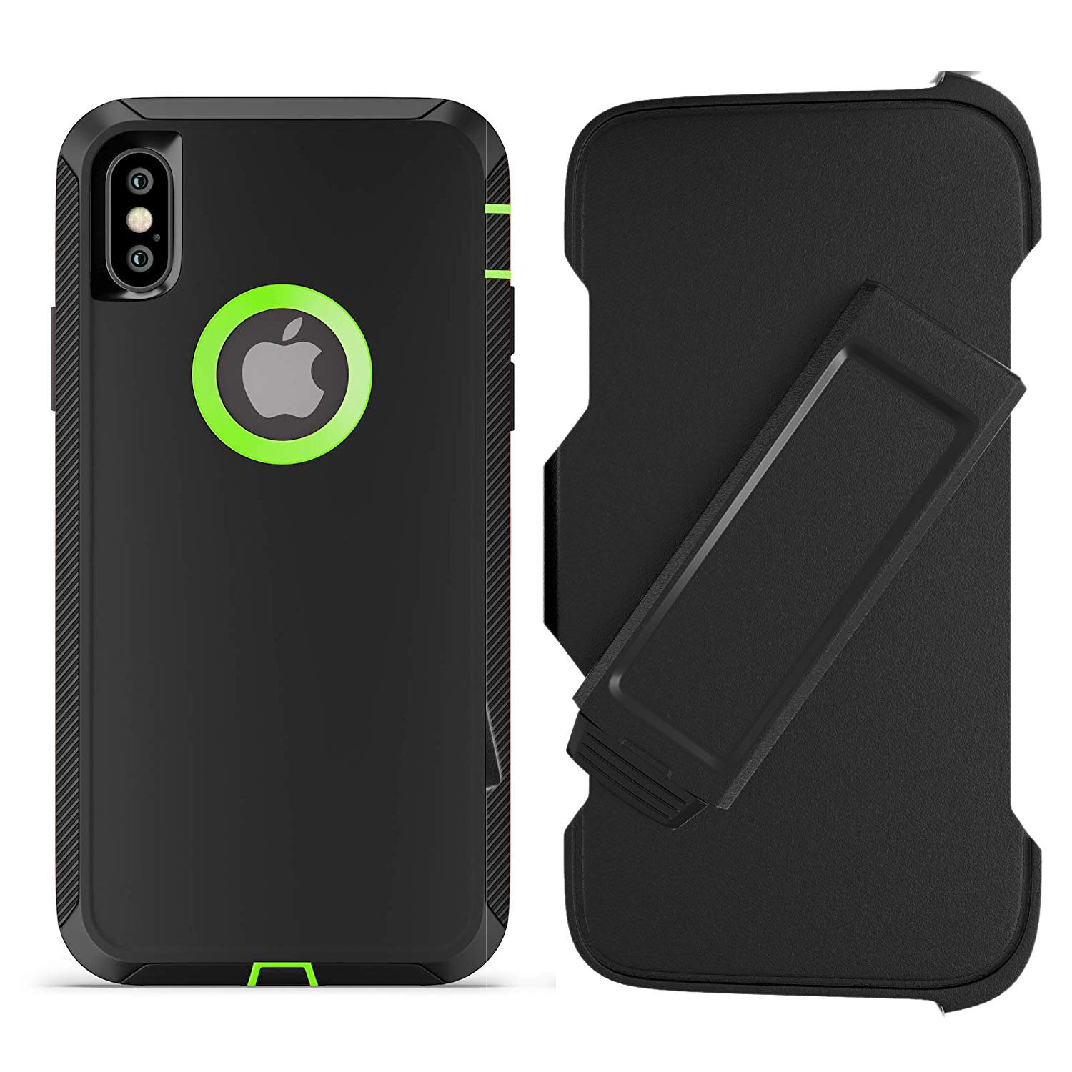 iPHONE Xs Max Armor Robot Case with Clip (Black Green)